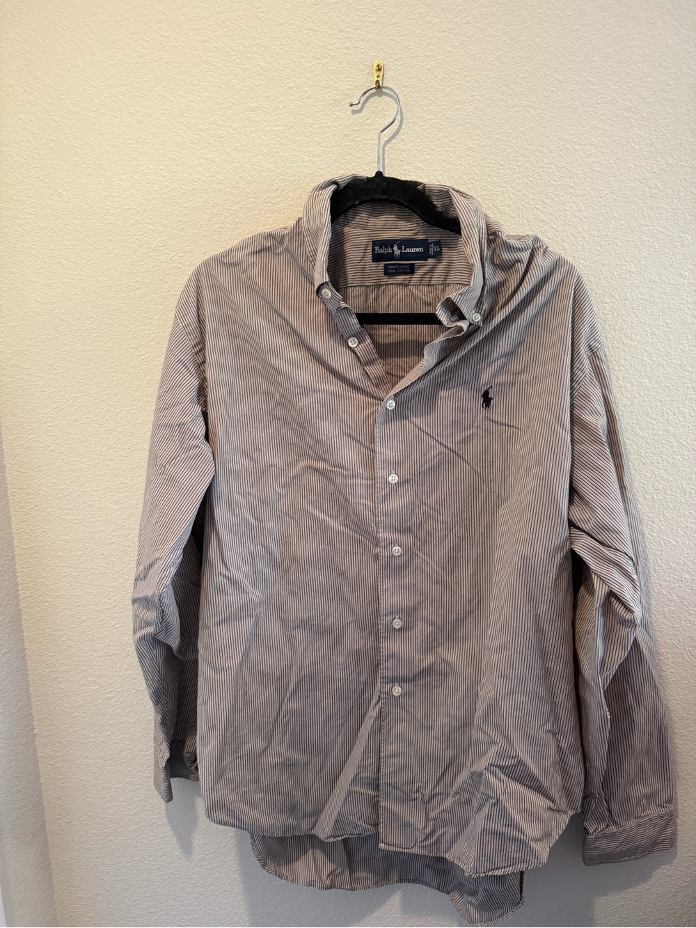 Ralph Lauren Men’s Navy & White Pinstripe Button-Up Shirt Jacket